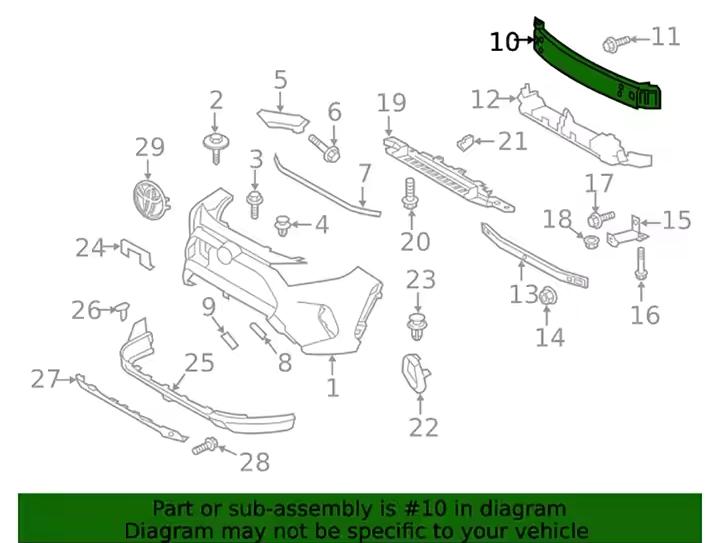 Replacement front crash bar for 2019–2020 Toyota RAV4 made of aluminum
