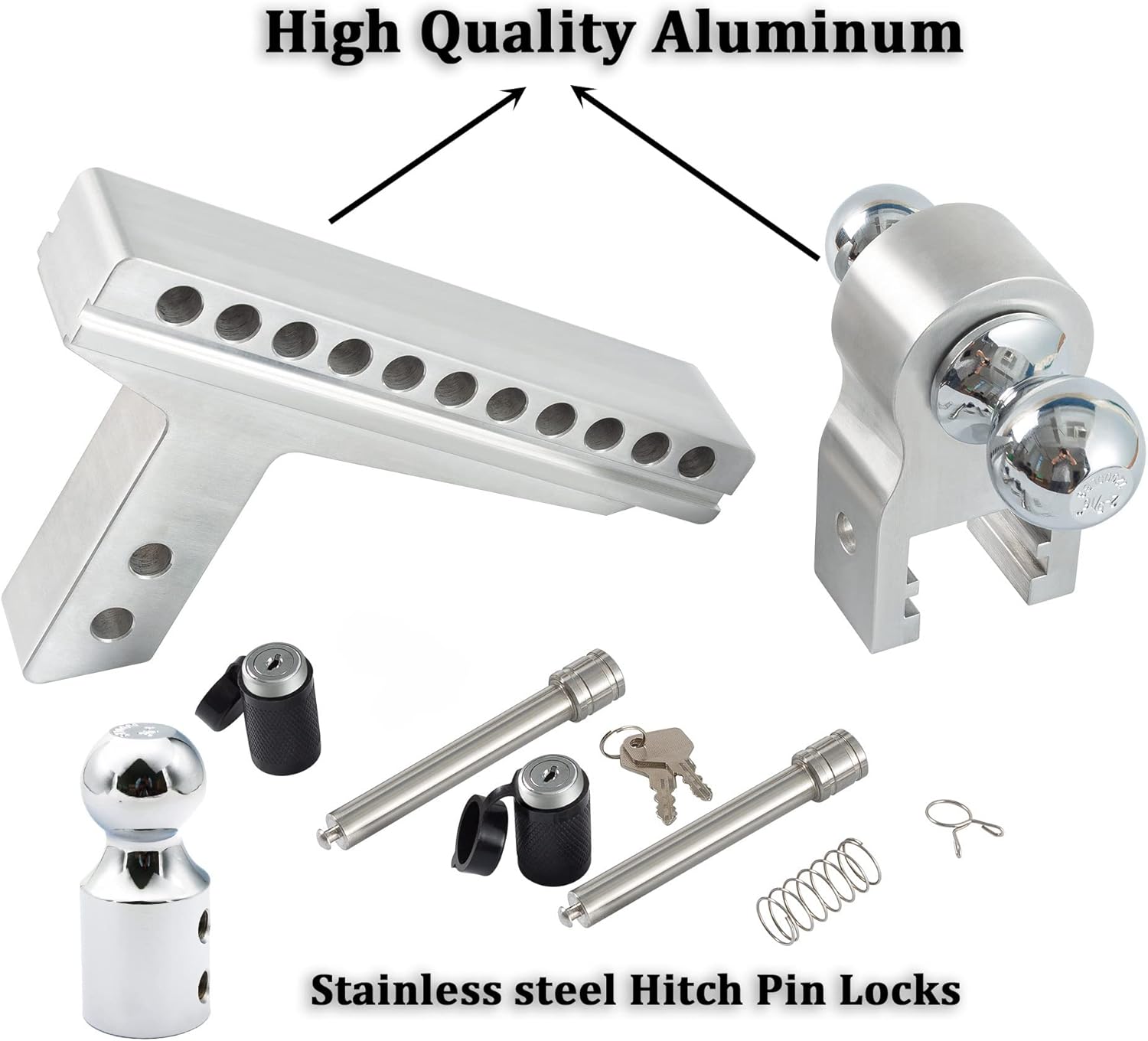 Rust-Resistant Aluminum Tow Hitch with Adjustable Drop Mount