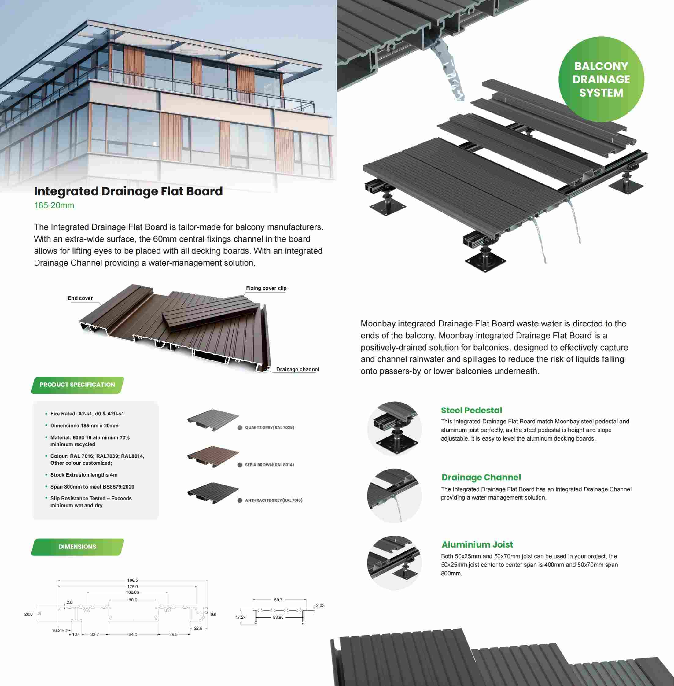 outdoor aluminium flooring system with adjustable supports
