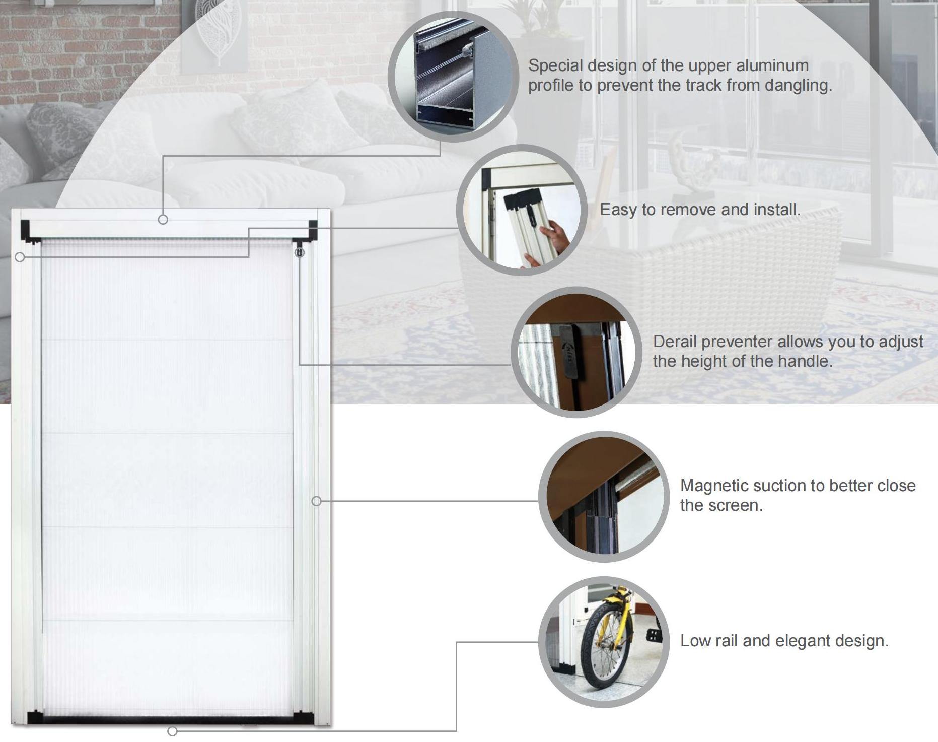 pleated screen for windows in open position
