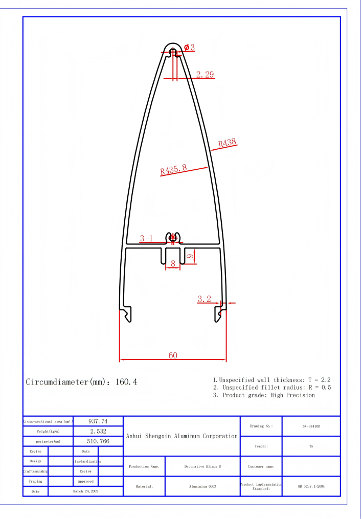 Window Louvre - Product Drawing Description