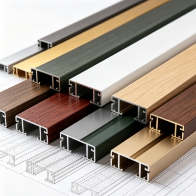 Architectural wood grain aluminum profiles