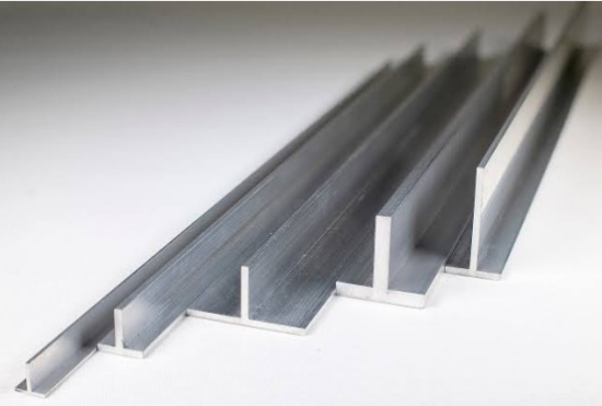 Extruded aluminium T section profile dimension drawing with stem height, flange width and wall thickness specifications