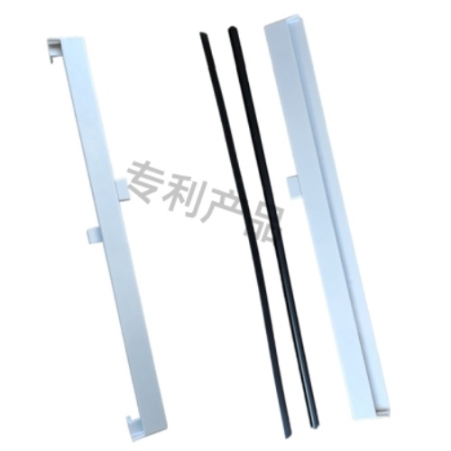 uPVC window trickle vent cross-section with shutter, filter, and frame slot