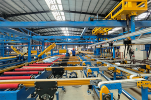 Shengxin production line fabricating architectural grade aluminum fence panels for a commercial project order