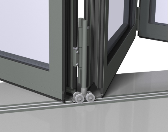 Cross-section of sliding aluminium window and door profile showing track and sash detail Cross-section of sliding aluminium window and door profile showing track and sash detail