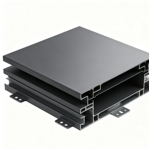 Aluminium facade panel cross-section with interlocking edge and fixing groove Aluminium facade panel cross-section with interlocking edge and fixing groove
