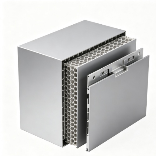 Aluminium composite panel curtain wall cross-section showing skins and core Aluminium composite panel curtain wall cross-section showing skins and core