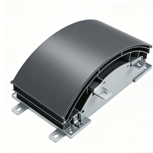 Double curved aluminium panel with compound 3D geometry and PVDF finish