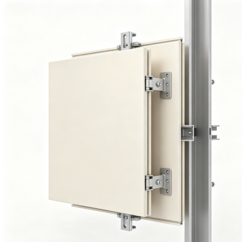 ACP curtain wall panel with flat composite surface and routed edge detail ACP curtain wall panel with flat composite surface and routed edge detail