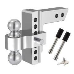 Aluminum adjustable trailer hitch installed on pickup truck