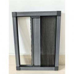 Aluminum pleated screen door installed on patio