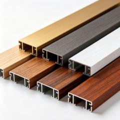 Wood-look aluminum profile with realistic timber visual effect for interior design and decorative architectural applications