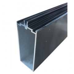 Curtain wall thermal break aluminum profile cross-section showing PA66 insulation strips integrated into mullion and transom sections for commercial facade systems