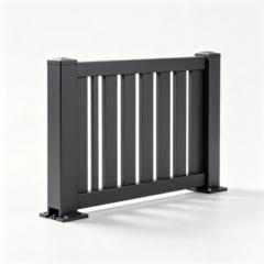 Lightweight aluminum fence panel being lifted by one person, demonstrating easy handling and installation