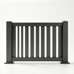 Aluminum front yard fence panel with black powder coat finish and matching gate