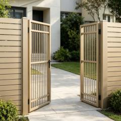 Extruded aluminum fence panel with vertical pickets and smooth powder coat finish