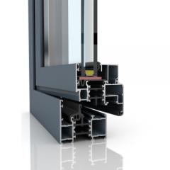 Custom aluminium extrusion profile for window frame with complex multi-chamber design