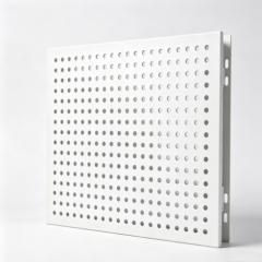 Perforated aluminium curtain wall panel with decorative hole pattern for facade cladding