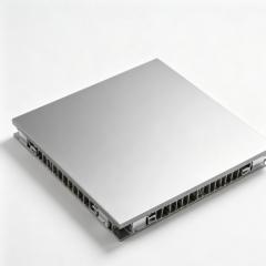 Aluminium composite panel curtain wall with flat facade surface on commercial building